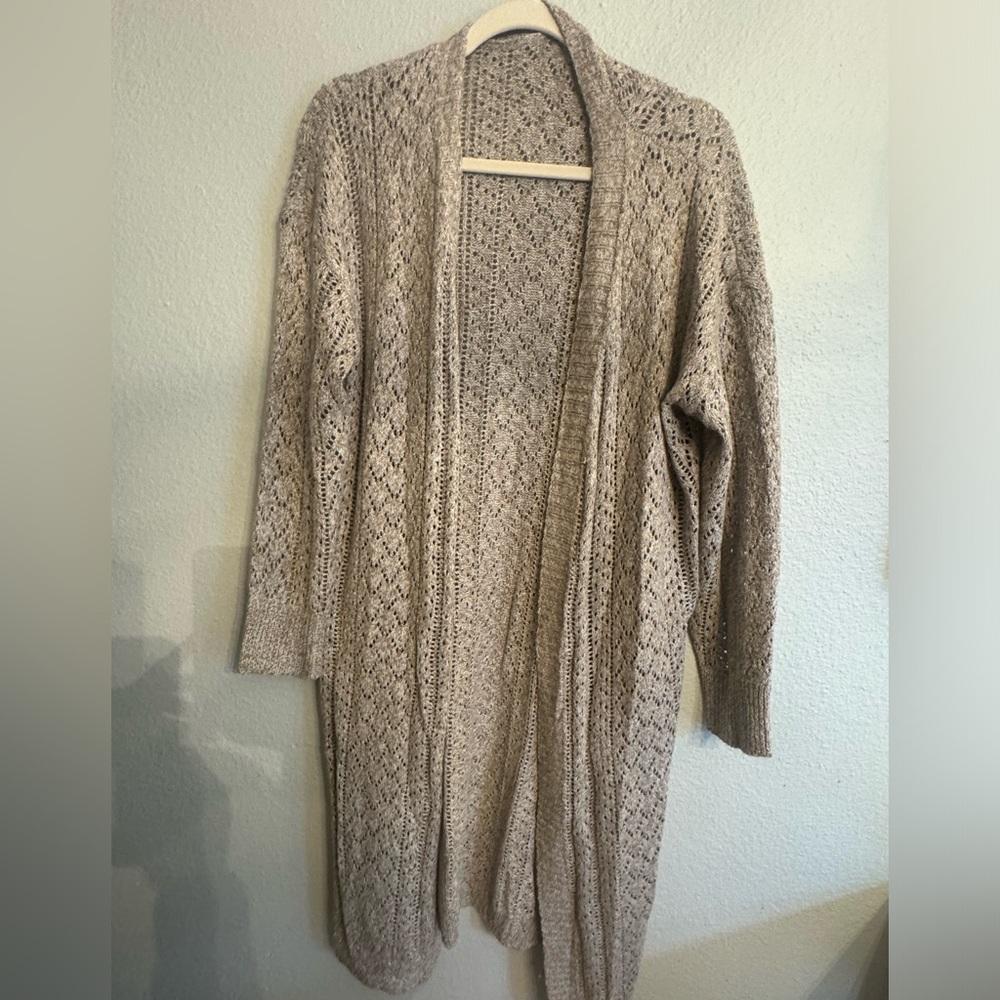 Cozy Beige Long Knit Cardigan. Size Xlg